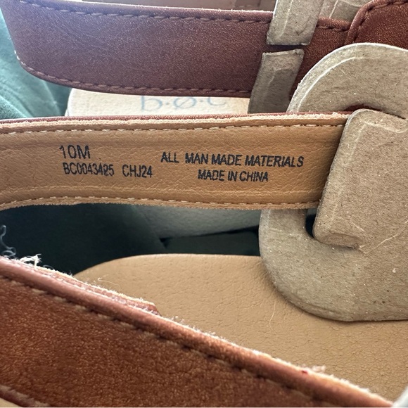 b.o.c Born Mattie’s Crisscross Slingback Women’s Faux-Leather Brown Sandals - Picture 3 of 11